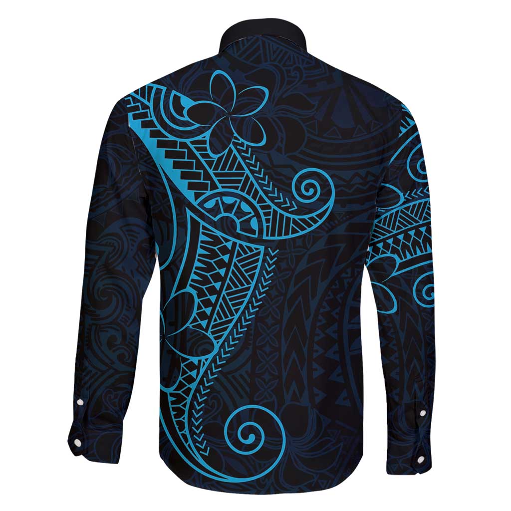 Black Blue Polynesian Tribal Family Matching Summer Maxi Dress and Hawaiian Shirt LT9 - Polynesian Pride