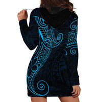 Black Blue Polynesian Tribal Hoodie Dress LT9 - Polynesian Pride
