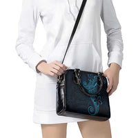Black Blue Polynesian Tribal Shoulder Handbag - Polynesian Pride