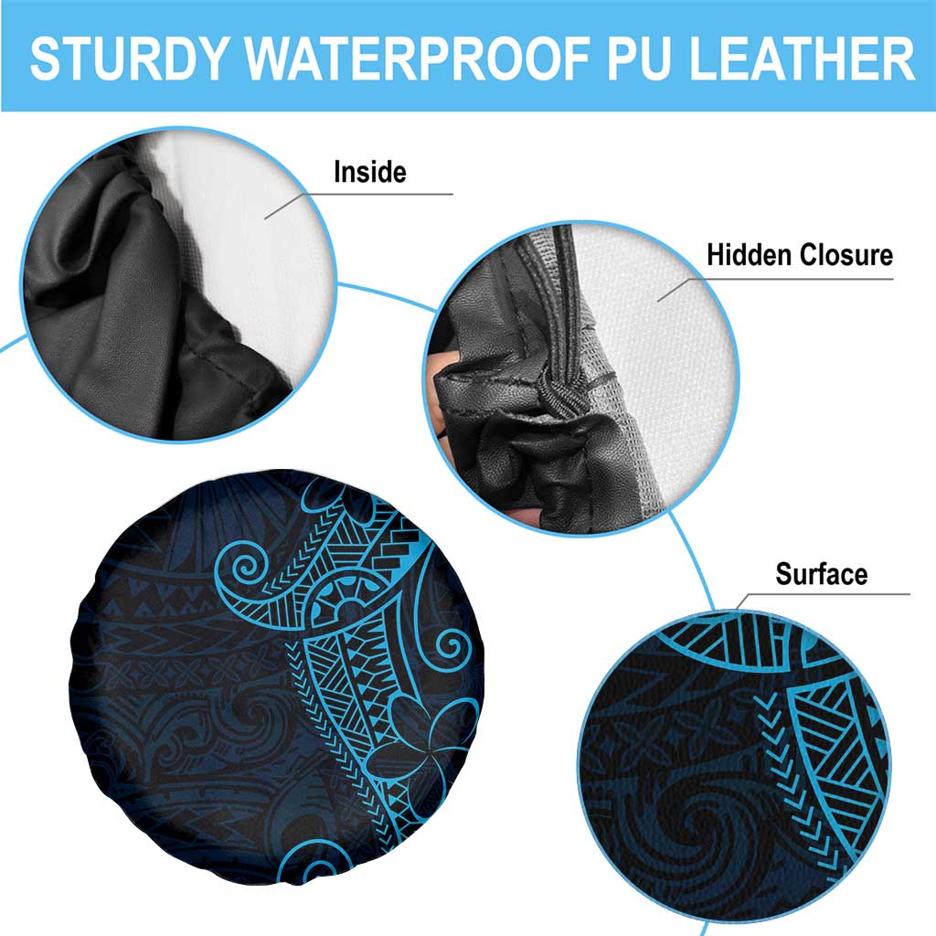 Black Blue Polynesian Tribal Spare Tire Cover - Polynesian Pride