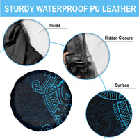 Black Blue Polynesian Tribal Spare Tire Cover - Polynesian Pride