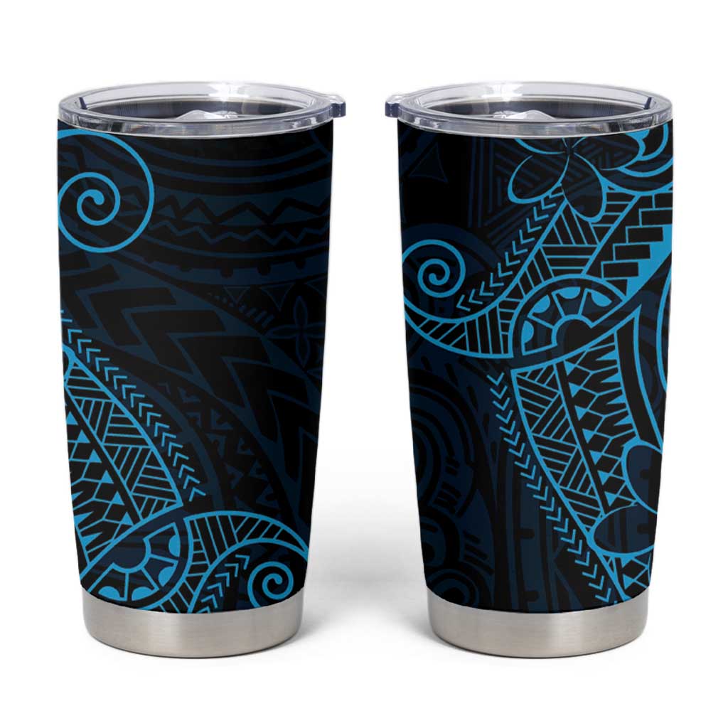 Black Blue Polynesian Tribal Tumbler Cup - Polynesian Pride