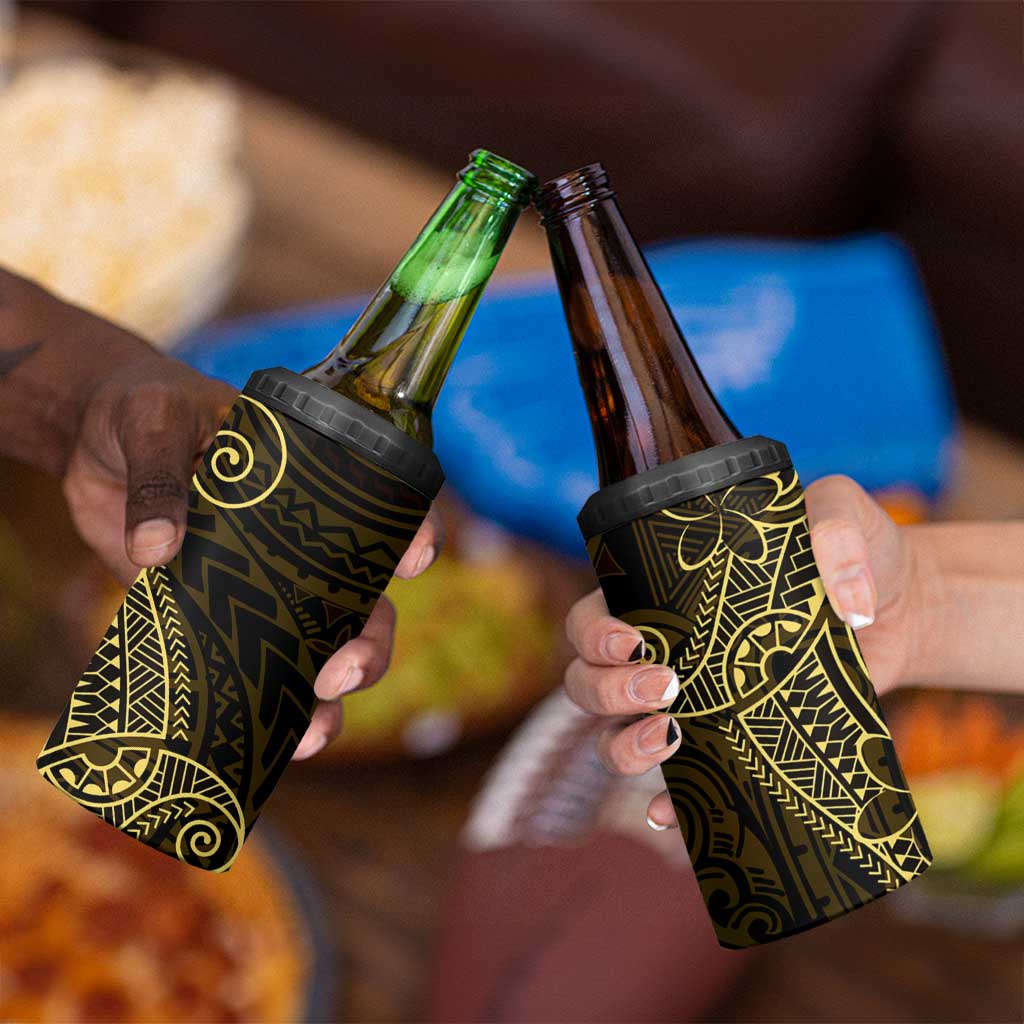 Black Gold Polynesian Tribal 4 in 1 Can Cooler Tumbler - Polynesian Pride