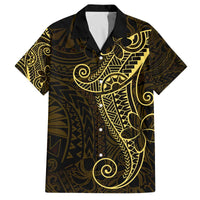 Black Gold Polynesian Tribal Family Matching Off The Shoulder Long Sleeve Dress and Hawaiian Shirt LT9 Dad's Shirt - Short Sleeve Gold - Polynesian Pride
