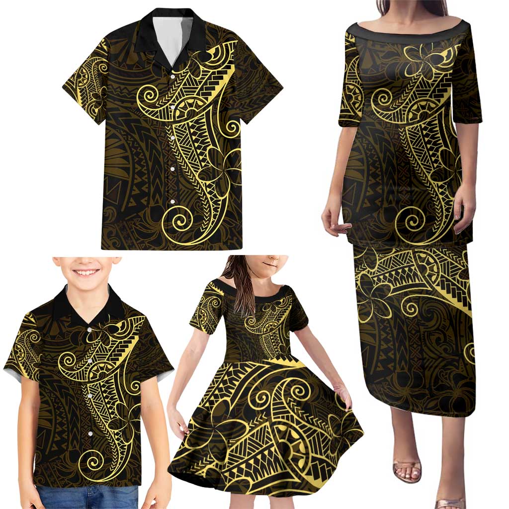 Black Gold Polynesian Tribal Family Matching Puletasi and Hawaiian Shirt LT9 - Polynesian Pride