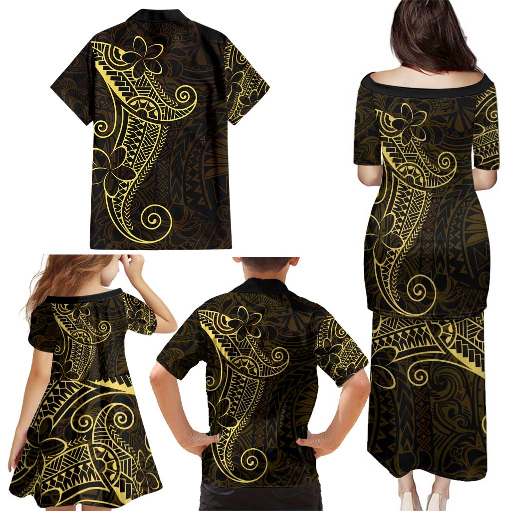 Black Gold Polynesian Tribal Family Matching Puletasi and Hawaiian Shirt LT9 - Polynesian Pride
