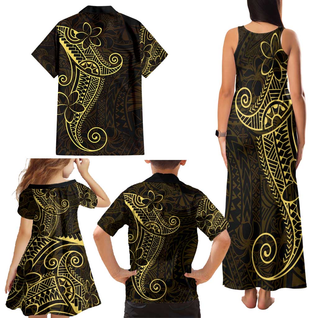 Black Gold Polynesian Tribal Family Matching Tank Maxi Dress and Hawaiian Shirt LT9 - Polynesian Pride