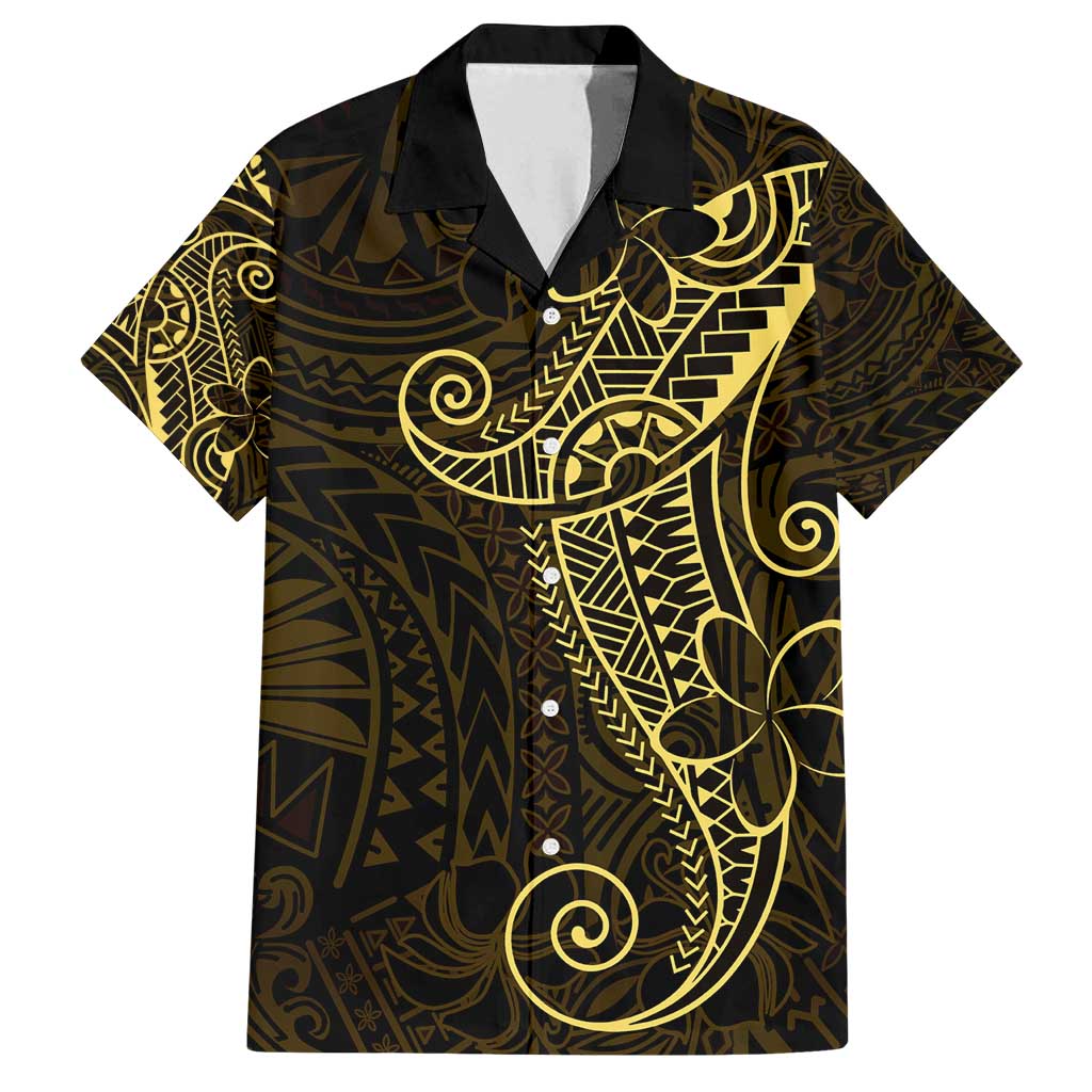 Black Gold Polynesian Tribal Family Matching Tank Maxi Dress and Hawaiian Shirt LT9 Dad's Shirt - Short Sleeve Gold - Polynesian Pride