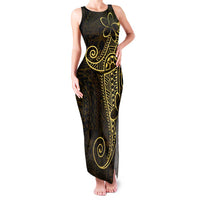Black Gold Polynesian Tribal Family Matching Tank Maxi Dress and Hawaiian Shirt LT9 Mom's Dress Gold - Polynesian Pride