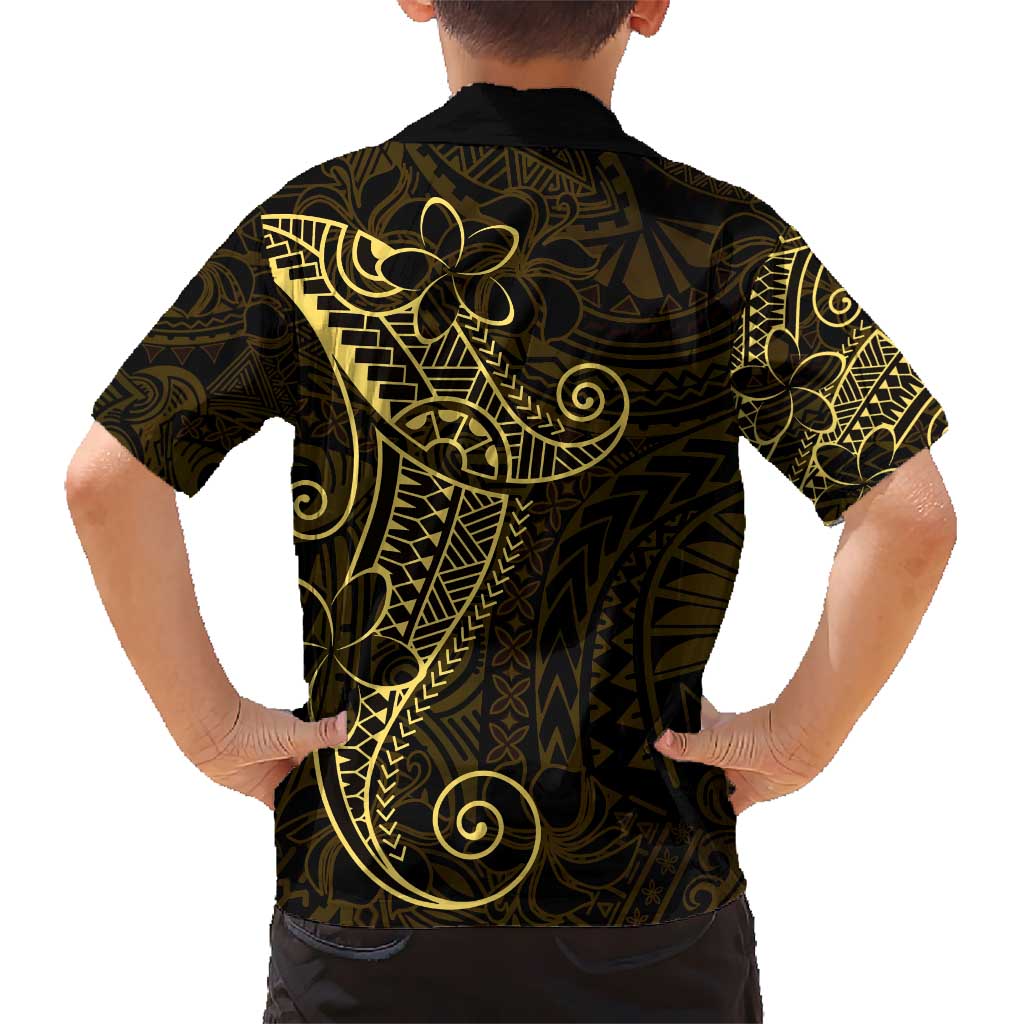 Black Gold Polynesian Tribal Kid Hawaiian Shirt - Polynesian Pride