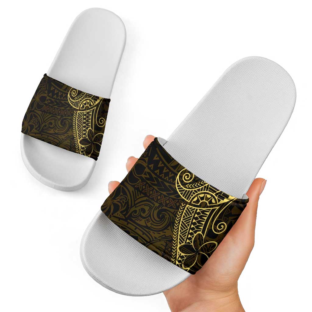 Black Gold Polynesian Tribal Slide Sandals - Polynesian Pride