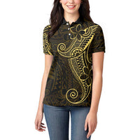 Black Gold Polynesian Tribal Women Polo Shirt - Polynesian Pride