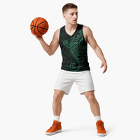 Black Green Polynesian Tribal Basketball Jersey - Polynesian Pride