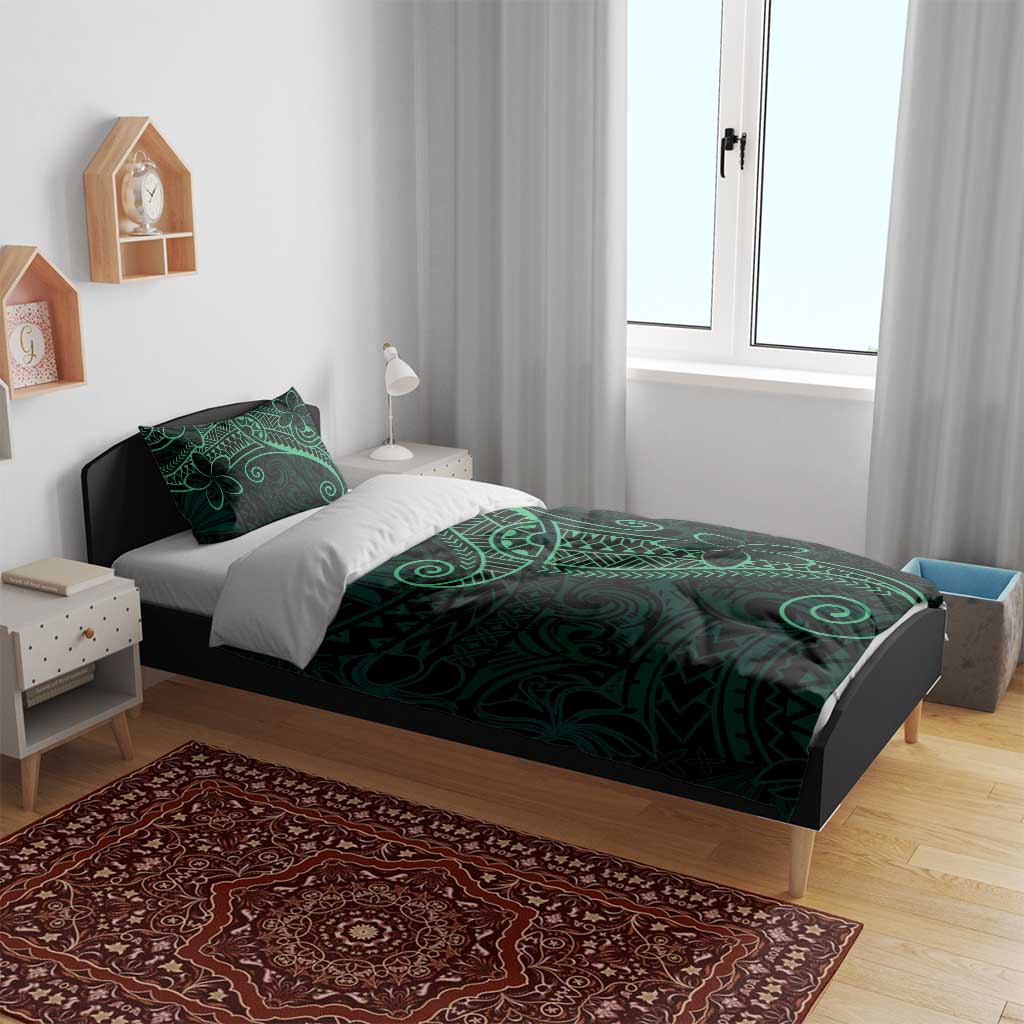 Black Green Polynesian Tribal Bedding Set - Polynesian Pride