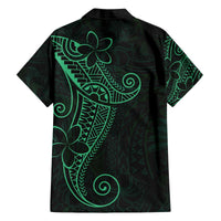 Black Green Polynesian Tribal Family Matching Off The Shoulder Long Sleeve Dress and Hawaiian Shirt LT9 - Polynesian Pride