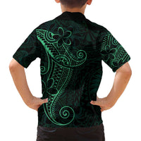 Black Green Polynesian Tribal Family Matching Off Shoulder Maxi Dress and Hawaiian Shirt LT9 - Polynesian Pride
