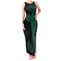 Black Green Polynesian Tribal Family Matching Tank Maxi Dress and Hawaiian Shirt LT9 Mom's Dress Green - Polynesian Pride