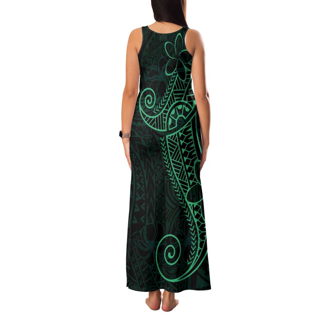 Black Green Polynesian Tribal Family Matching Tank Maxi Dress and Hawaiian Shirt LT9 - Polynesian Pride