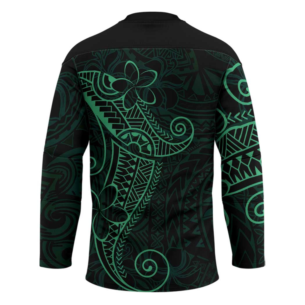 Black Green Polynesian Tribal Hockey Jersey - Polynesian Pride