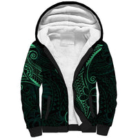 Black Green Polynesian Tribal Sherpa Hoodie LT9 Unisex Green - Polynesian Pride
