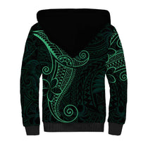 Black Green Polynesian Tribal Sherpa Hoodie LT9 - Polynesian Pride