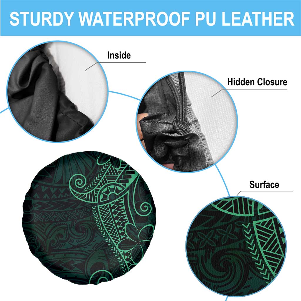 Black Green Polynesian Tribal Spare Tire Cover - Polynesian Pride