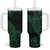 Black Green Polynesian Tribal Tumbler With Handle - Polynesian Pride