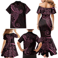 Black Pink Polynesian Tribal Family Matching Mermaid Dress and Hawaiian Shirt LT9 - Polynesian Pride