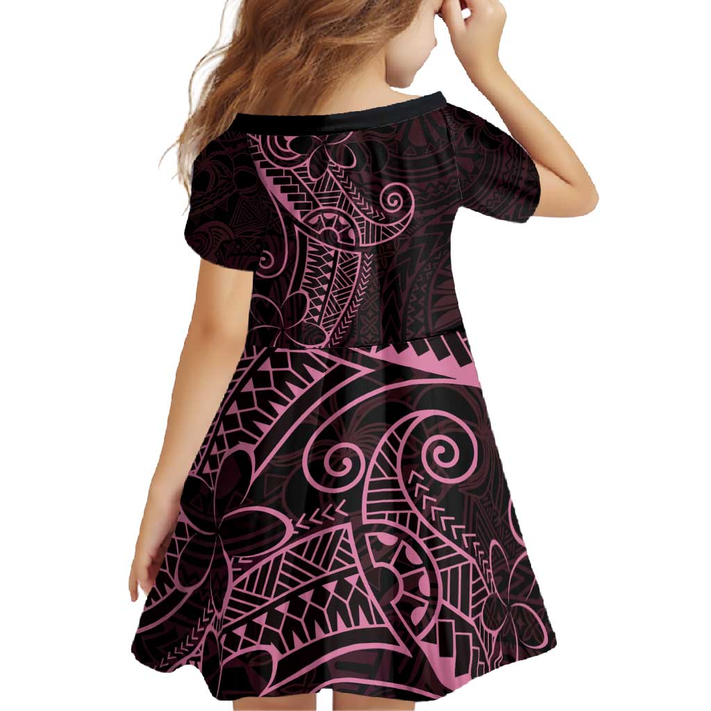 Black Pink Polynesian Tribal Family Matching Off Shoulder Maxi Dress and Hawaiian Shirt LT9 - Polynesian Pride