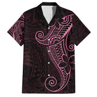 Black Pink Polynesian Tribal Family Matching Off Shoulder Short Dress and Hawaiian Shirt LT9 Dad's Shirt - Short Sleeve Pink - Polynesian Pride