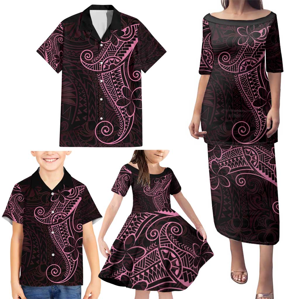Black Pink Polynesian Tribal Family Matching Puletasi and Hawaiian Shirt LT9 - Polynesian Pride