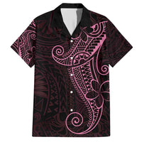 Black Pink Polynesian Tribal Family Matching Short Sleeve Bodycon Dress and Hawaiian Shirt LT9 Dad's Shirt - Short Sleeve Pink - Polynesian Pride