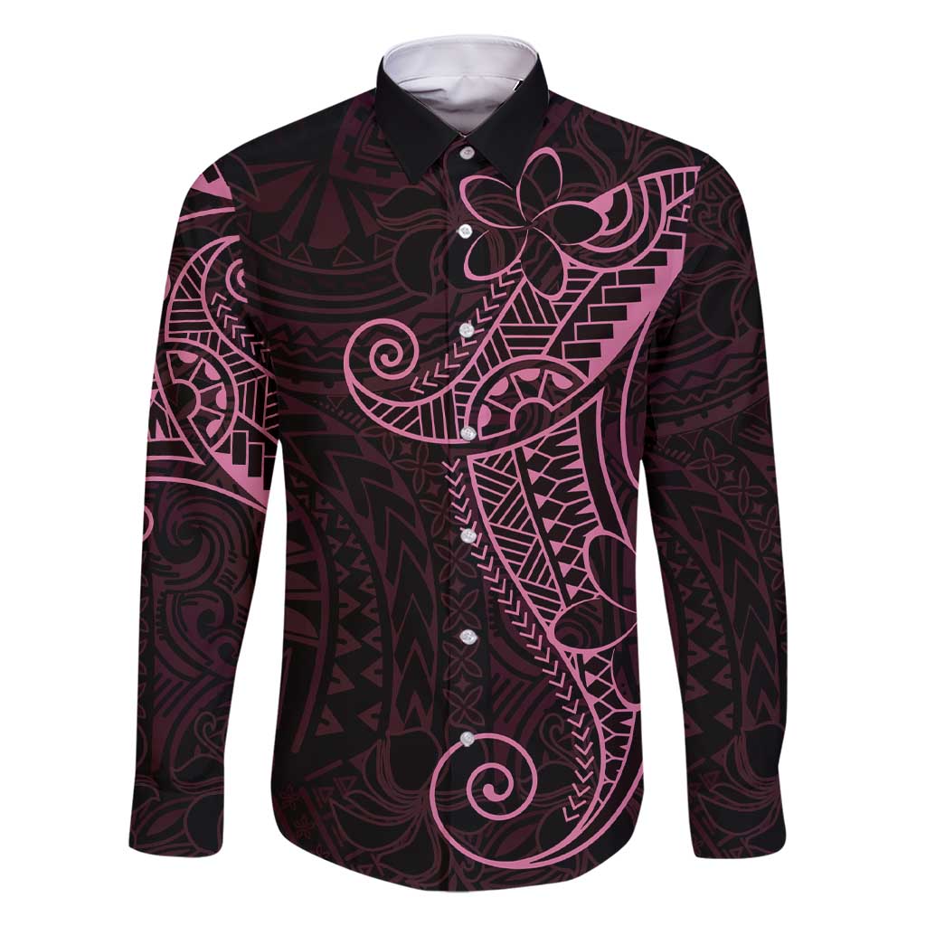 Black Pink Polynesian Tribal Family Matching Short Sleeve Bodycon Dress and Hawaiian Shirt LT9 Dad's Shirt - Long Sleeve Pink - Polynesian Pride