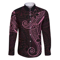 Black Pink Polynesian Tribal Family Matching Short Sleeve Bodycon Dress and Hawaiian Shirt LT9 Dad's Shirt - Long Sleeve Pink - Polynesian Pride
