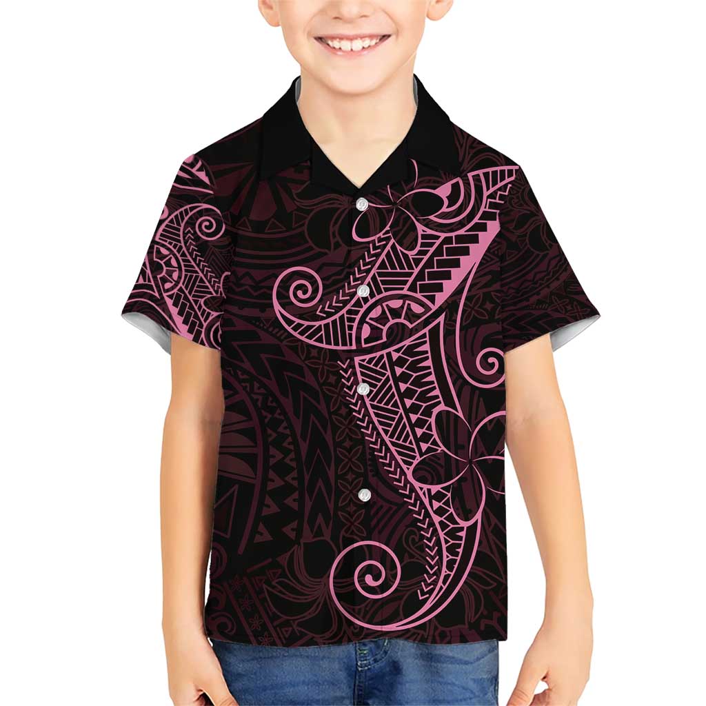 Black Pink Polynesian Tribal Family Matching Short Sleeve Bodycon Dress and Hawaiian Shirt LT9 Son's Shirt Pink - Polynesian Pride