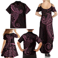 Black Pink Polynesian Tribal Family Matching Summer Maxi Dress and Hawaiian Shirt LT9 - Polynesian Pride