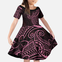 Black Pink Polynesian Tribal Family Matching Tank Maxi Dress and Hawaiian Shirt LT9 Daughter's Dress Pink - Polynesian Pride