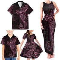 Black Pink Polynesian Tribal Family Matching Tank Maxi Dress and Hawaiian Shirt LT9 - Polynesian Pride