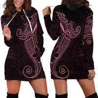Black Pink Polynesian Tribal Hoodie Dress LT9 - Polynesian Pride
