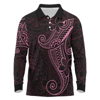 Black Pink Polynesian Tribal Long Sleeve Polo Shirt LT9 Pink - Polynesian Pride