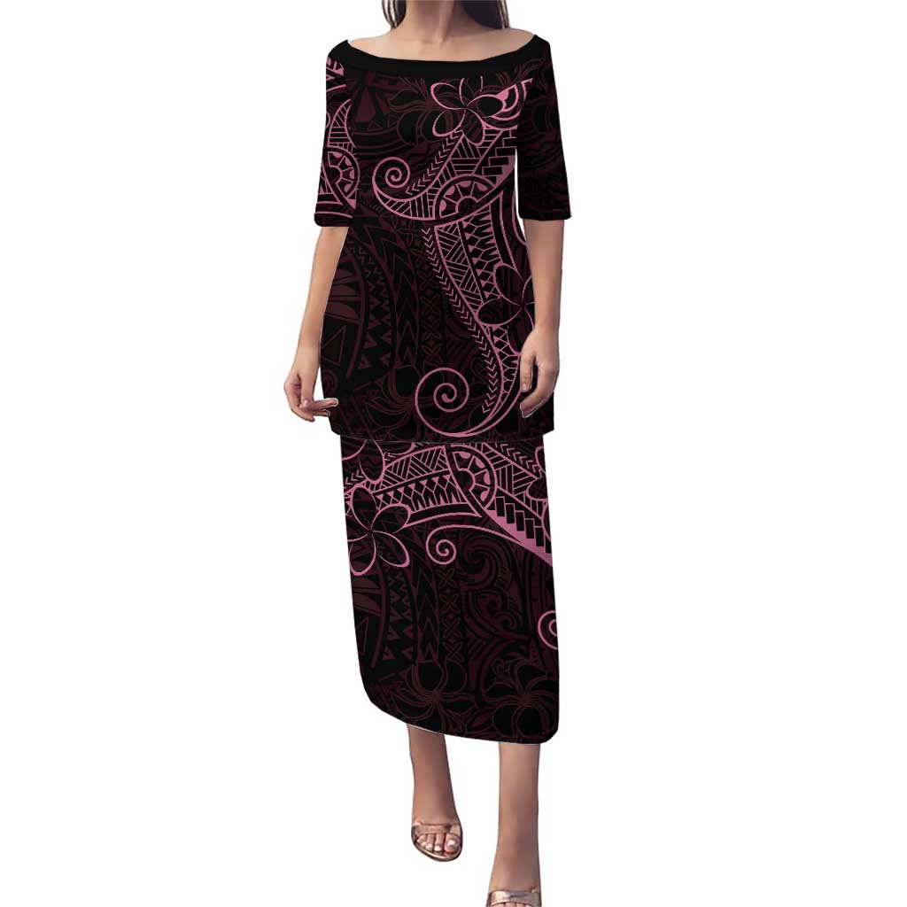 Black Pink Polynesian Tribal Puletasi - Polynesian Pride