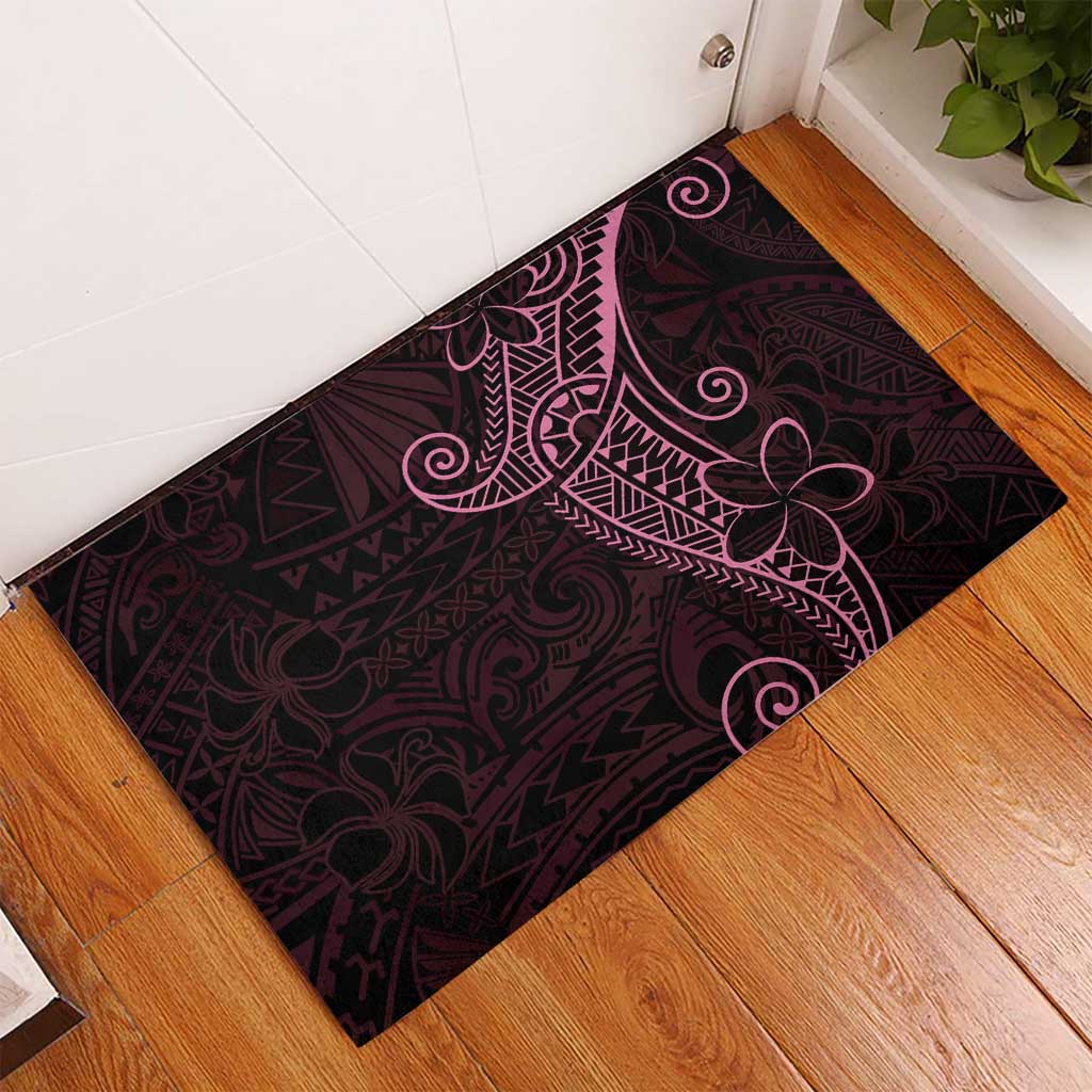 Black Pink Polynesian Tribal Rubber Doormat - Polynesian Pride