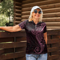 Black Pink Polynesian Tribal Women Polo Shirt - Polynesian Pride