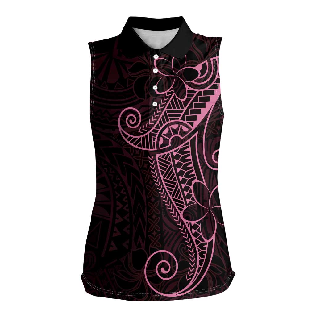 Black Pink Polynesian Tribal Women Sleeveless Polo Shirt LT9 Female Pink - Polynesian Pride