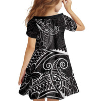 Black White Polynesian Tribal Family Matching Long Sleeve Bodycon Dress and Hawaiian Shirt LT9 - Polynesian Pride