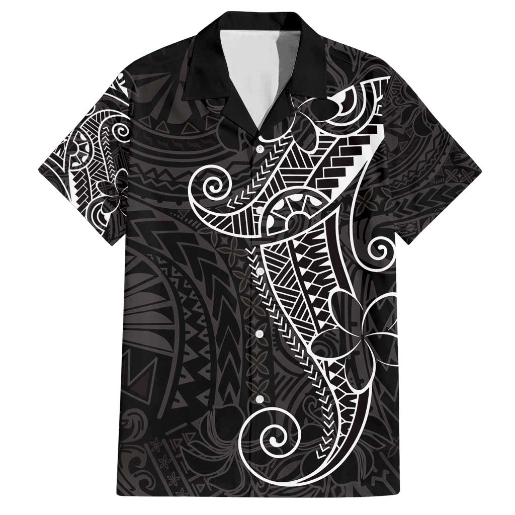 Black White Polynesian Tribal Family Matching Off Shoulder Maxi Dress and Hawaiian Shirt LT9 Dad's Shirt - Short Sleeve White - Polynesian Pride