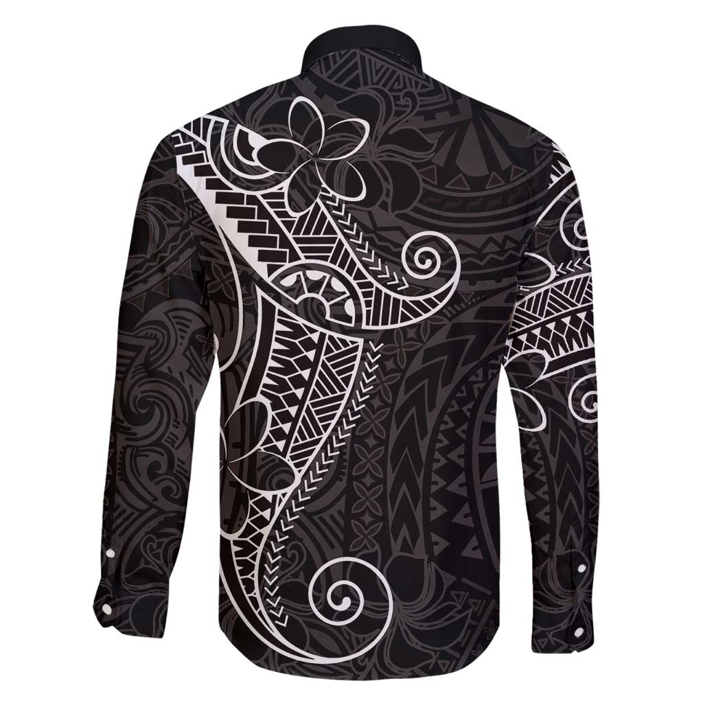 Black White Polynesian Tribal Family Matching Off Shoulder Maxi Dress and Hawaiian Shirt LT9 - Polynesian Pride