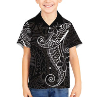 Black White Polynesian Tribal Family Matching Off Shoulder Short Dress and Hawaiian Shirt LT9 Son's Shirt White - Polynesian Pride
