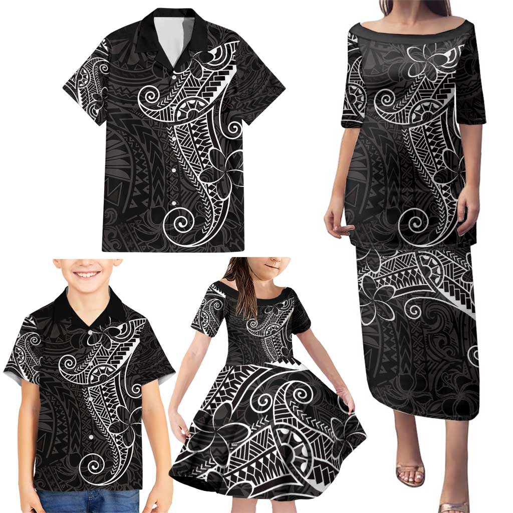 Black White Polynesian Tribal Family Matching Puletasi and Hawaiian Shirt LT9 - Polynesian Pride