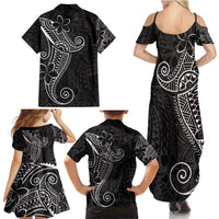 Black White Polynesian Tribal Family Matching Summer Maxi Dress and Hawaiian Shirt LT9 - Polynesian Pride